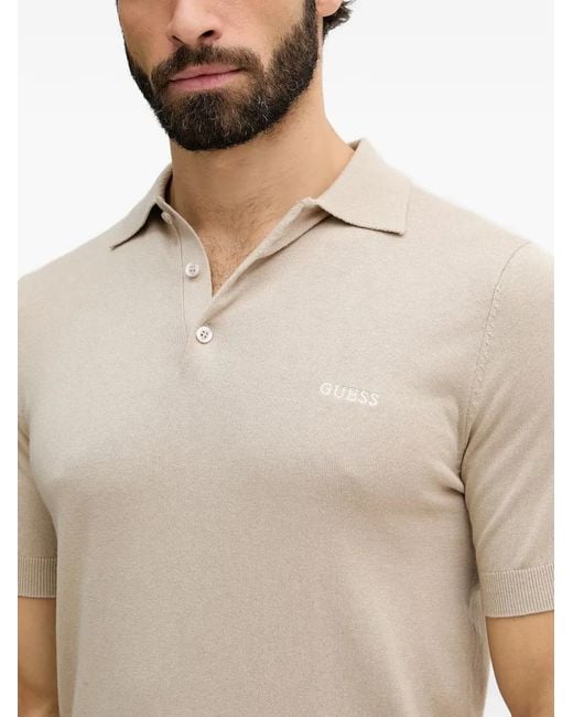 Guess White Logo-Embroidered Polo Shirt for men