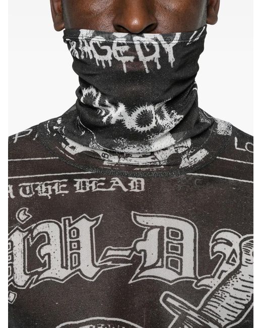 LỰU ĐẠN Gray Skull-Print T-Shirt for men