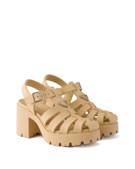 Prada Natural Rubber Platform Sandals