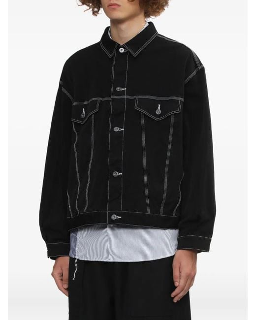 Comme des Garçons Black Contrast-Stitching Denim Jacket for men