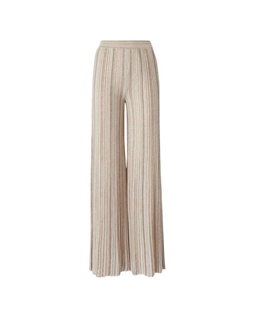 Missoni Natural Ribbed Palazzo Trousers With Sequins