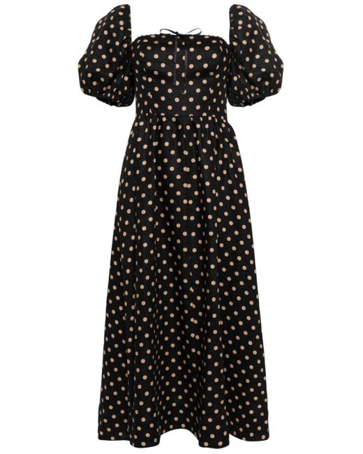 Reformation Black Marella Linen Midi Dress