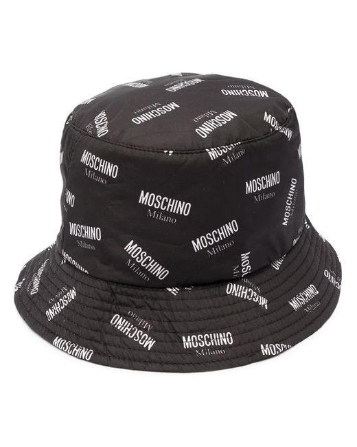Moschino Black Logo Print Bucket Hat