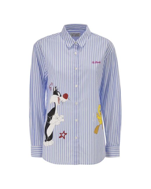 Mc2 Saint Barth Blue Brigitte Looney Tunes Striped Shirt