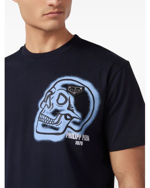 メンズ Philipp Plein スカル Tシャツ Blue