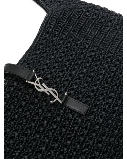 Saint Laurent Black Medium Les 5 À 7 Raffia Shoulder Bag for men