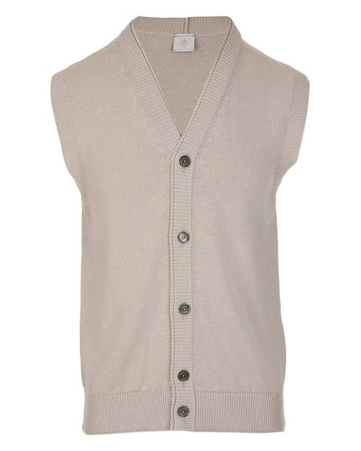 Eleventy Natural V-Neck Buttoned Gilet for men