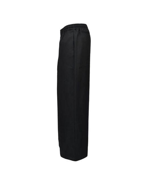 Intodusk Black Logo-Embroidered Wide-Leg Trousers for men