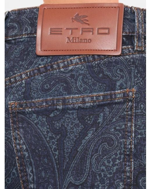 Vaqueros Con Estampado De Cachemira Etro de color Blue