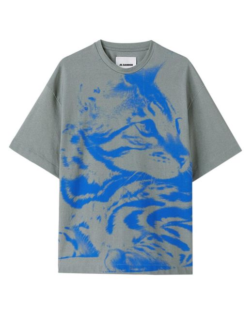 Camiseta con estampado abstracto Jil Sander de hombre de color Blue
