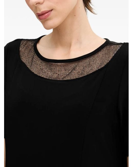 Joseph Ribkoff Black Mesh-Panel Pocket Mini Dress