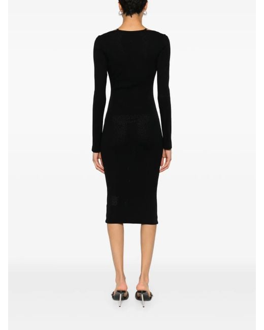 Versace Jeans Couture Black Baroque-Buckles Knitted Midi Dress