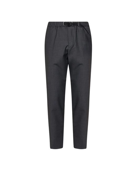 White Sand Blue Belted Tapered-Leg Trousers for men