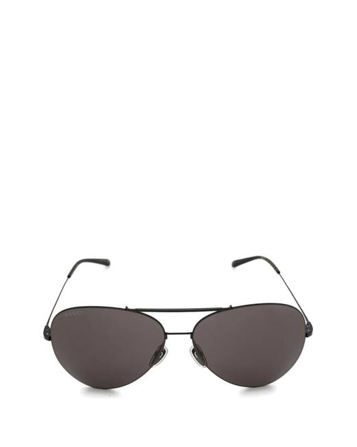 Gucci Black Pilot-Frame Double-Bridge Sunglasses