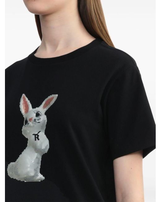 Izzue Black Bunny-print Cotton T-shirt