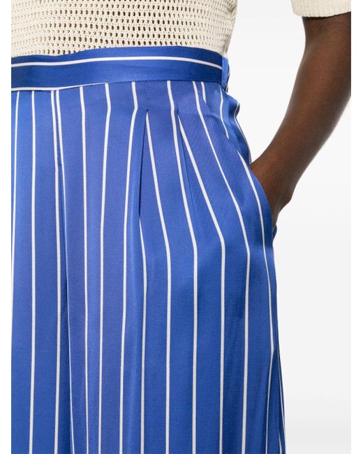 Semicouture Blue Striped Wide-leg Trousers