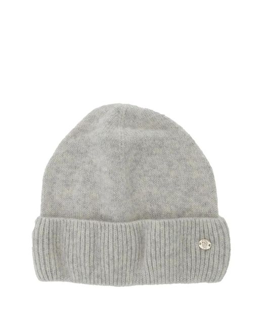 Helen Kaminski Gray Ribbed Logo Plaque Beanie