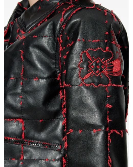 DIESEL Black Quilted Grid-Stitched Cropped Jacket