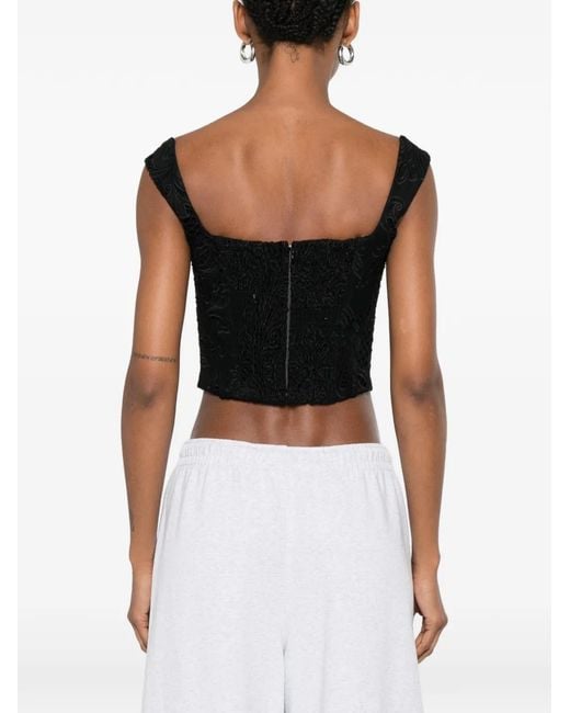 GIUSEPPE DI MORABITO Black Embroidered Corset Top