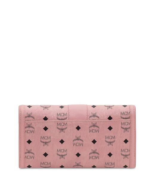 MCM Pink Tracy Monogram Clasp Wallet
