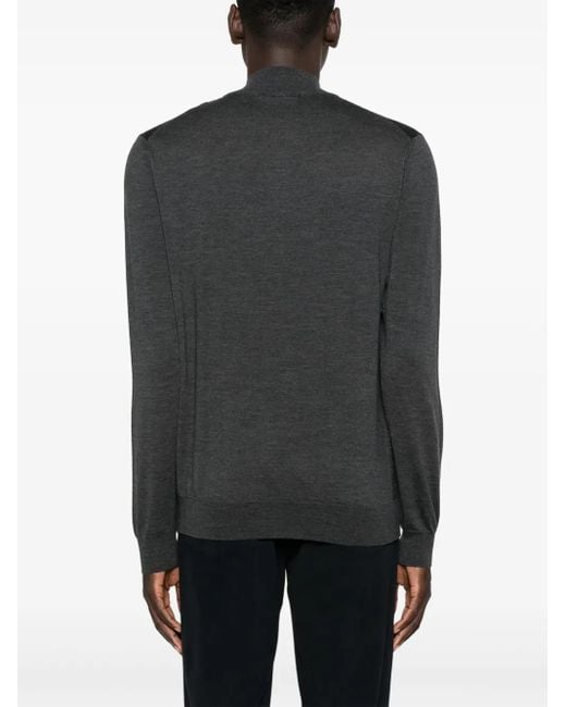 Corneliani Black Zip-Front Sweater for men