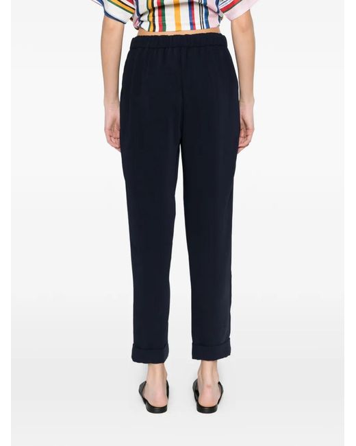 P.A.R.O.S.H. Blue Cady Cuffed Trousers