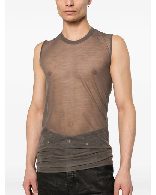 Rick Owens Brown Round-Neck Sleeveless Top for men