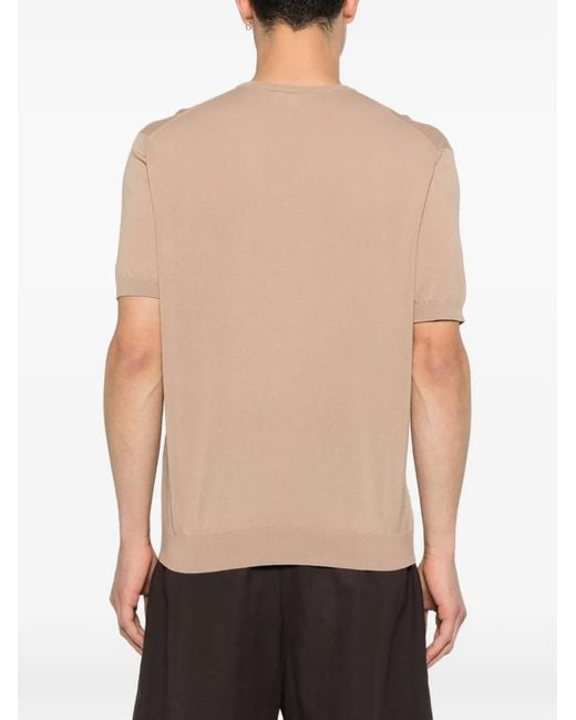 Malo Natural Crew-Neck Knit T-Shirt for men