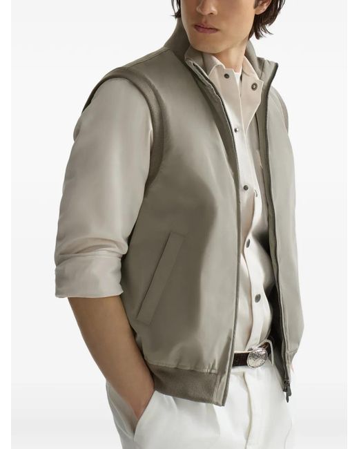 Brunello Cucinelli Gray Bonded Nylon Vest With Thermore Padding for men