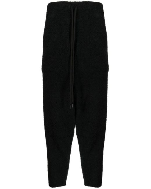 MASTERMIND WORLD Black Logo-Print Fleece-Texture Track Pants for men