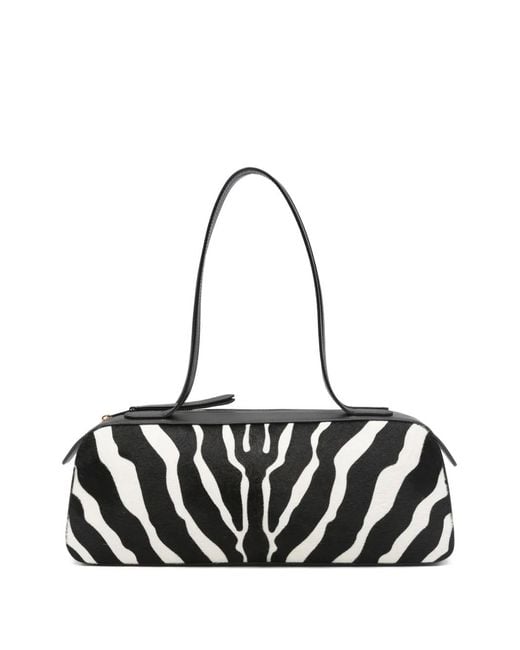 Khaite White Simona Zebra-Print Shoulder Bag