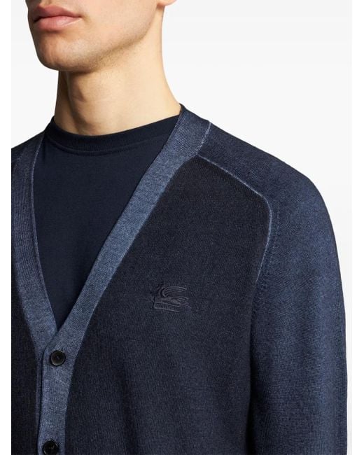 Etro Blue Wool Cardigan for men