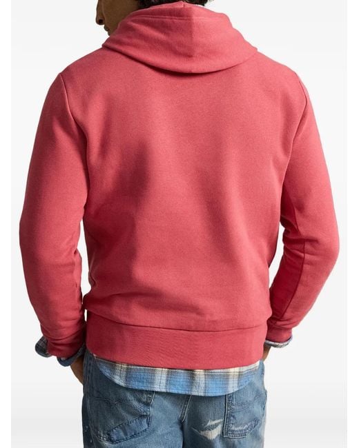 Polo Ralph Lauren Red Logo-Print Drawstring Hoodie for men