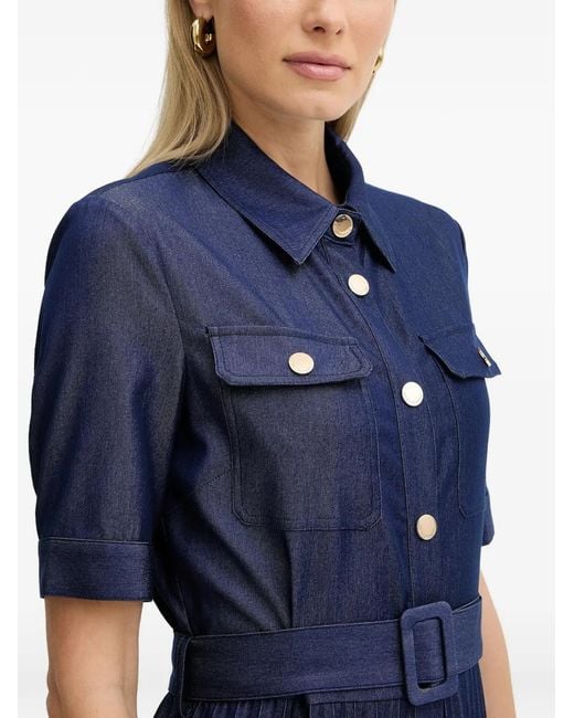 Fracomina Geplooide Midi-Jurk in het Blue