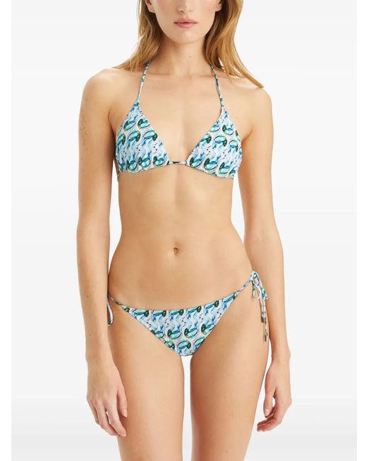 Tory Burch Blue Duck Print Bikini Top