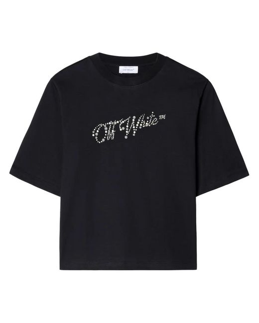 Off-White c/o Virgil Abloh Black Logo-Embellished T-Shirt