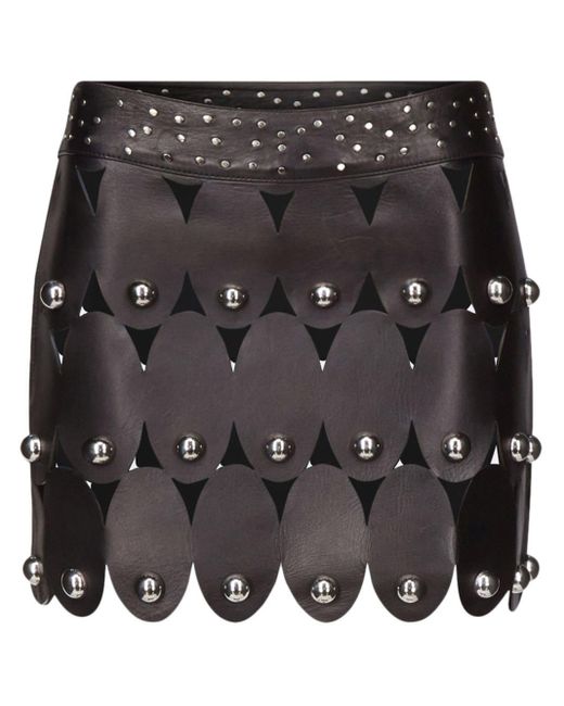 Area Black Stud-embellished Leather Mini Skirt