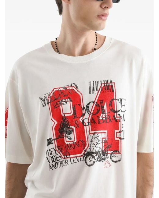 Dolce & Gabbana White Dolce & Gabbana Printed T-Shirt for men