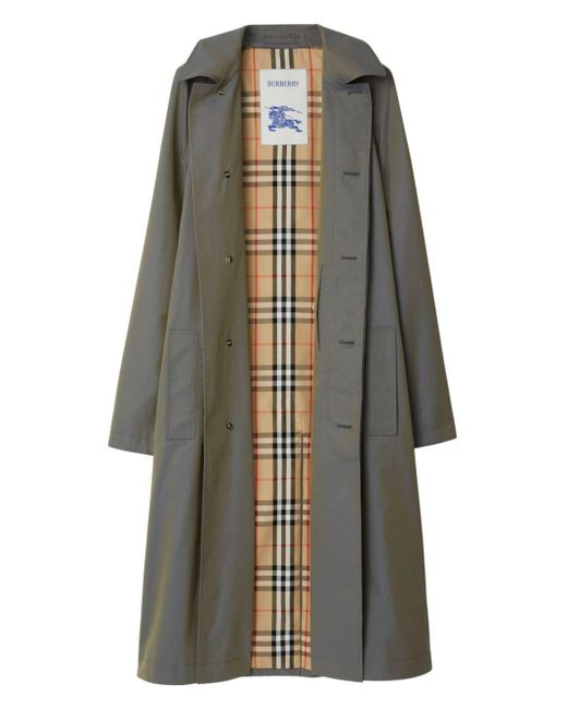 Manteau long en coton Burberry pour homme en coloris Gray