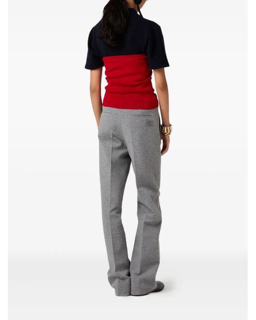 Miu Miu Red Logo-Intarsia Top