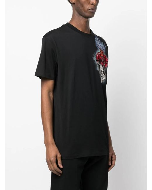 Philipp Plein Black Tattoo-Print Detail T-Shirt for men