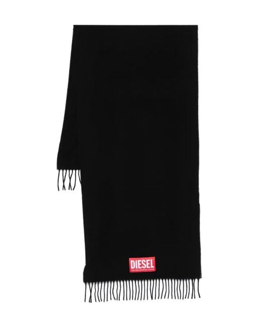 Bufanda con flecos y logo DIESEL de hombre de color Black