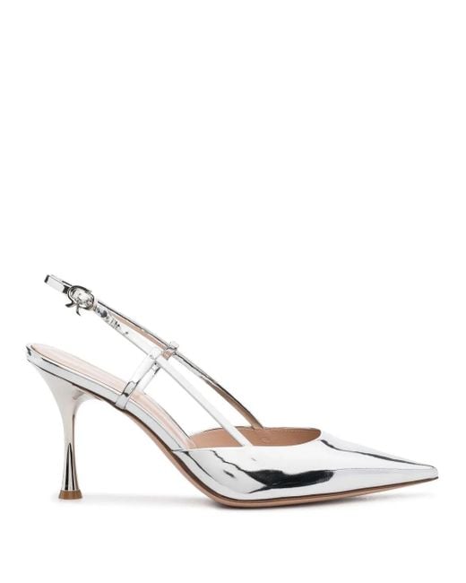 Gianvito Rossi White Ribbon 85Mm Slingback Pumps