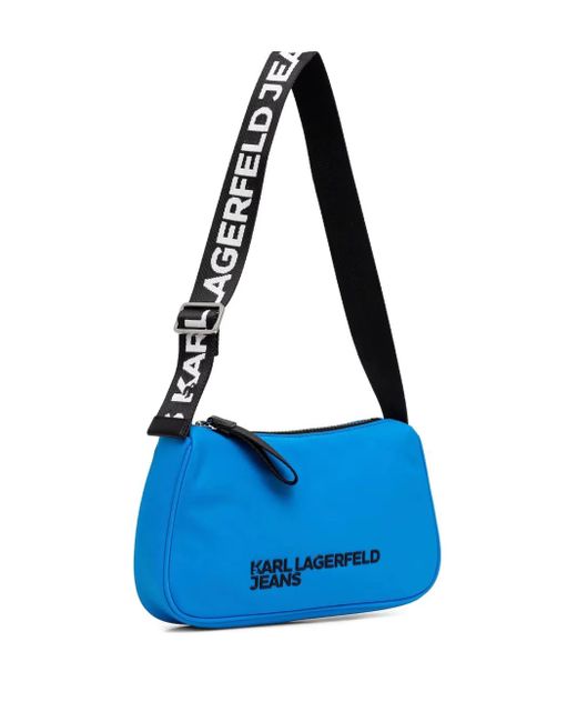 Karl Lagerfeld Blue Logo-Strap Cross Body Bag