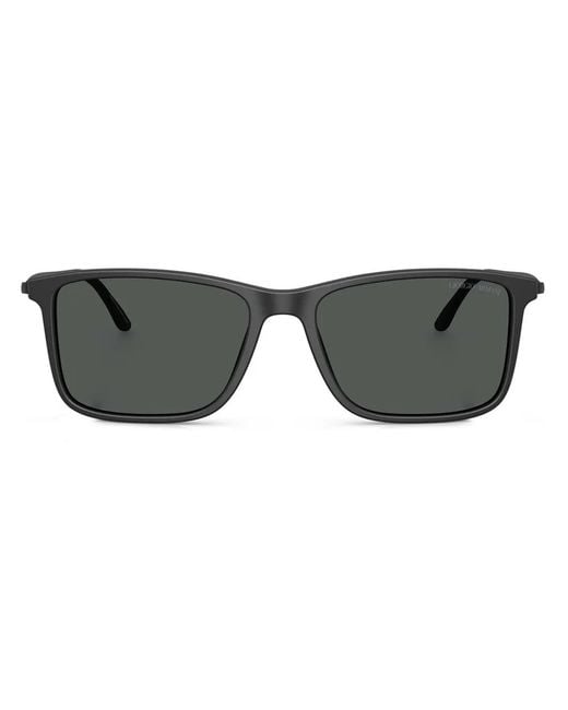 Giorgio Armani Gray Rectangle-Frame Sunglasses for men