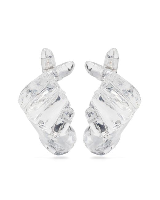 Y. Project White Hand-shaped Transparent Earrings