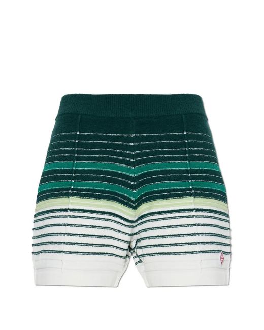 Casablanca Green Striped Bouclé Shorts