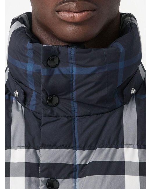 Burberry Black Detachable-hood Check Puffer Jacket for men