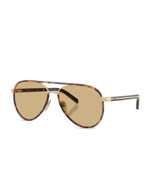 Prada Natural Pilot-Frame Tortoiseshell Sunglasses