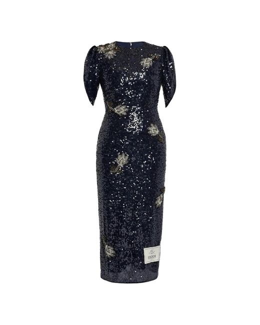 Erdem Blue Sequined Midi Dress